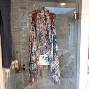 Kimono, boho paisley with fringe